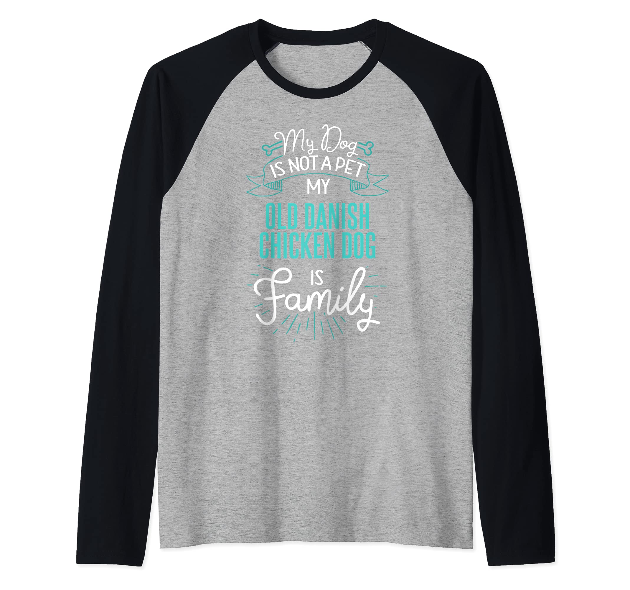 Cute Old Danish Chicken Dog Design Family Dog Gift for Women Raglan Baseball Tee
