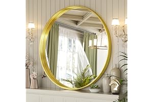 Suidia Wall Mirror, Gold Metal Frame Mirror 30 inch, Round Wall Mirror for Bathroom, Vanity, Living Room, Entryway, Circle Bathroom Vanity Mirror