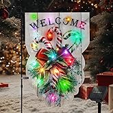 Lighted Christmas Garden Flag - 18x13-inch Waterproof Outdoor Christmas Decoration with 24 Glow-in-The-Dark LED in 8 Patterns, Perfect for Yard, Porch, and Lawn Decorations