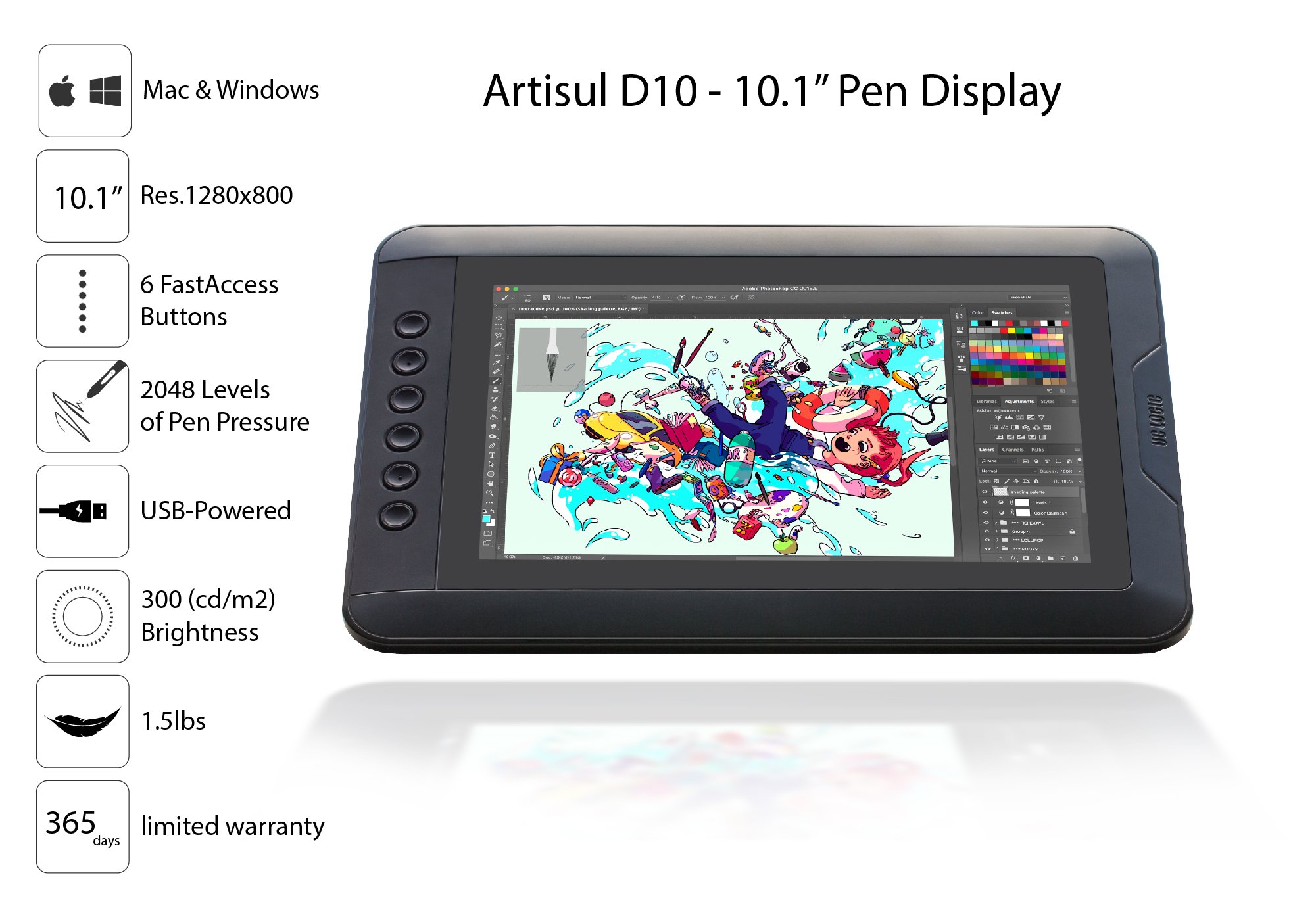 Artisul D10 S 10.1" LCD Graphics Tablet with Display HD Drawing