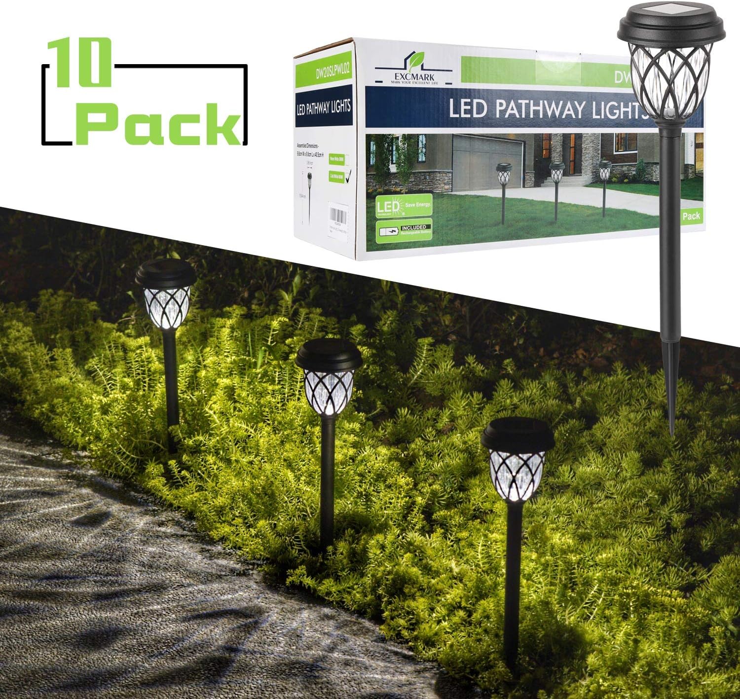 10 Pack Solar Lights Outdoor Decorative, Solar Pathway Lights Outdoor