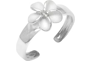 Honolulu Jewelry Company Sterling Silver Plumeria Flower Nature CZ Toe Ring