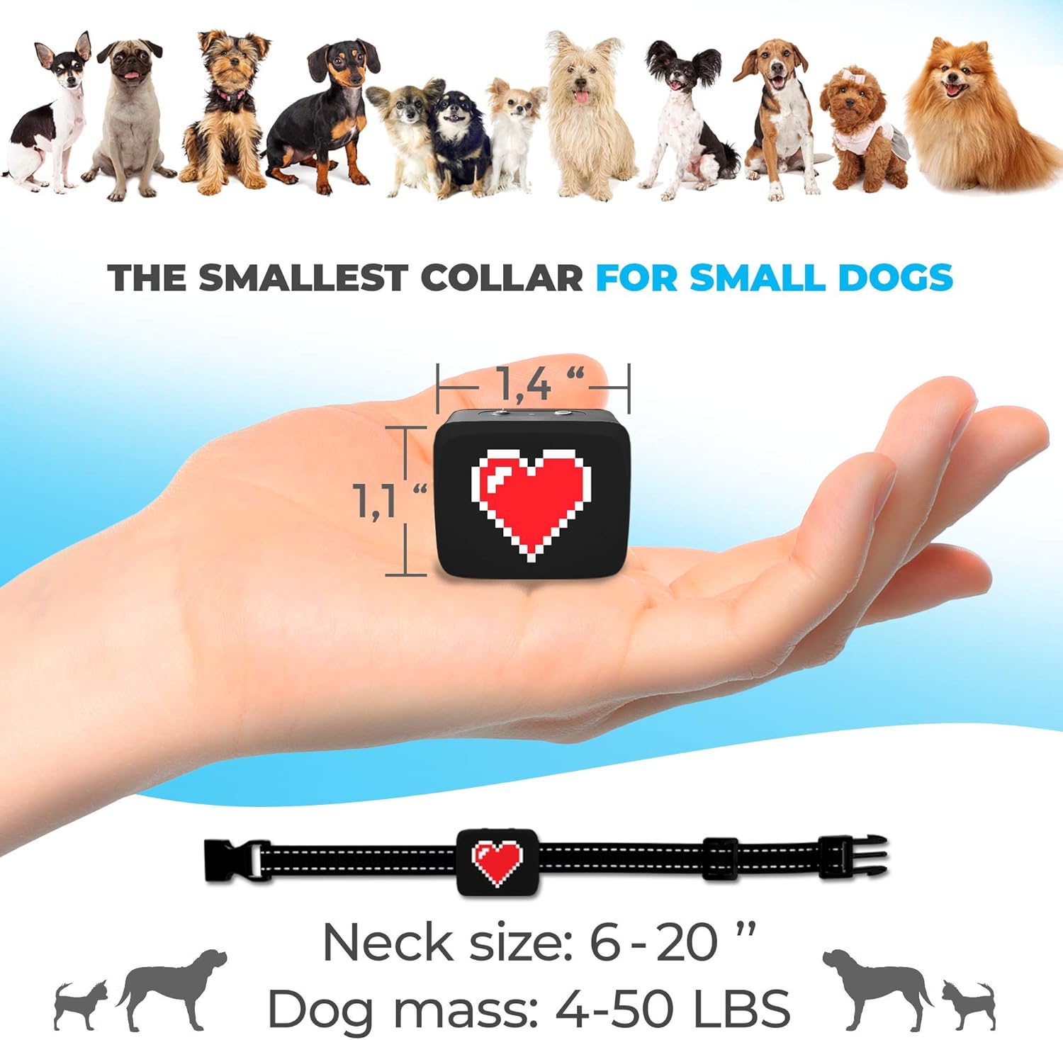 Small Dog Bark Collar Rechargeable - Anti Barking Collar For Small Dogs - Smallest Most Humane Stop Barking Collar - Dog Training No Shock Bark Collar Waterproof - Safe Pet Bark Control Device : Pet Supplies