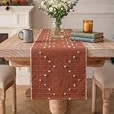 Artoid Mode Caramel Farmhouse Rustic Cotton Woven Table Runner, Seasonal Fall Holiday Kitchen Dining Table Decoration for Home Party Decor 12x72 Inch