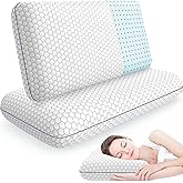 CushyOasis Memory Foam Pillows for Side, Back and Stomach Sleepers, Set of 2, Bed Pillow with Washable Cover and Breathable Mesh, Bed Pillow for Sleeping (Grey,Queen Size)