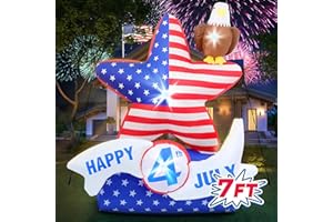 MELISHEER 7FT Independence Day Decorations Inflatables, Upgraded 4th of July Decor American Flag Star and Bald Eagle Patriotic Inflatables Decorations for Fourth of July Memorial Day Outdoor Yard Lawn Decor