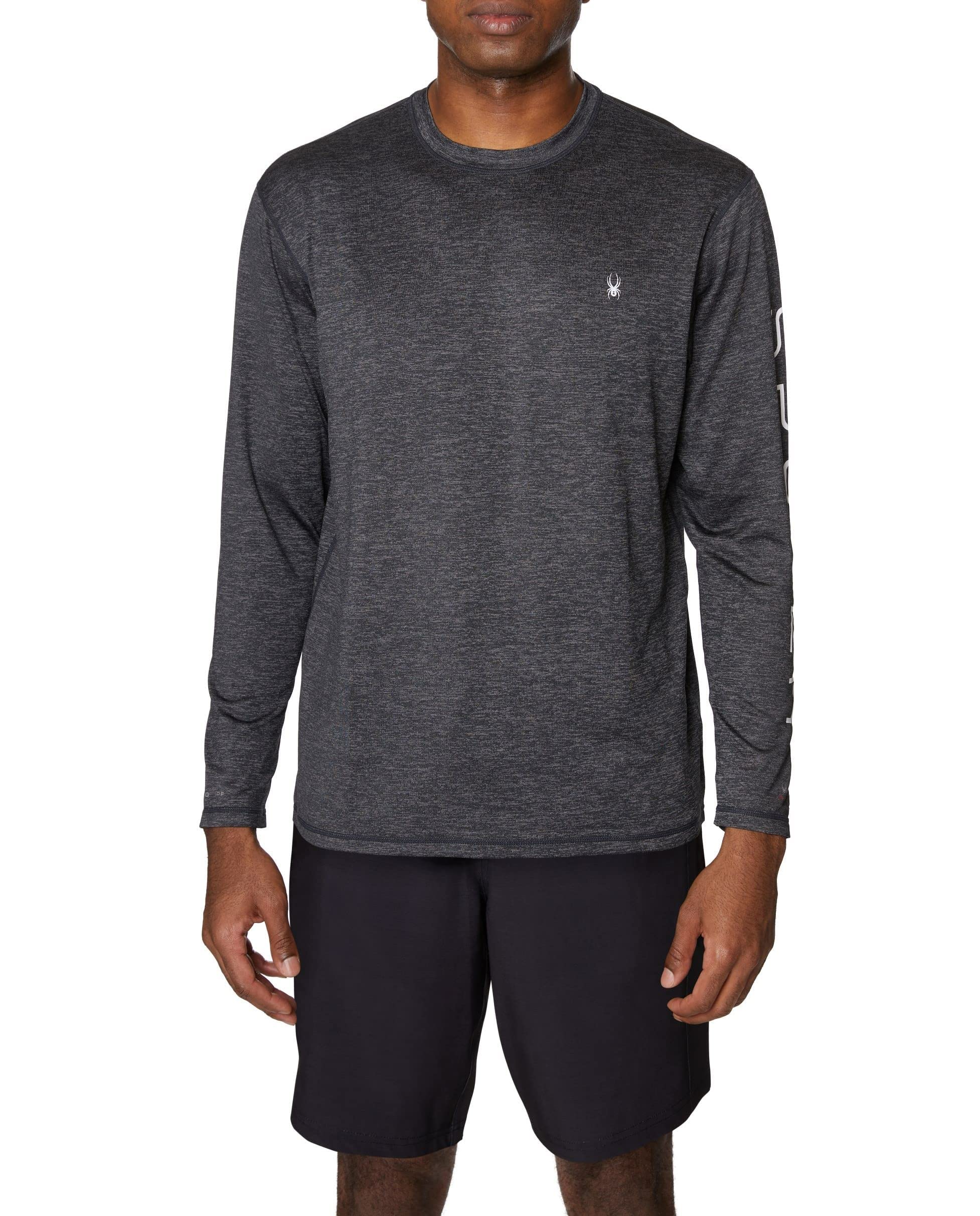 Photo 1 of Spyder Men's Standard Quick Dry UPF Rashguard Lightweight Long Sleeve Solid Hybrid Swim Shirt, Grey Heather, Large
