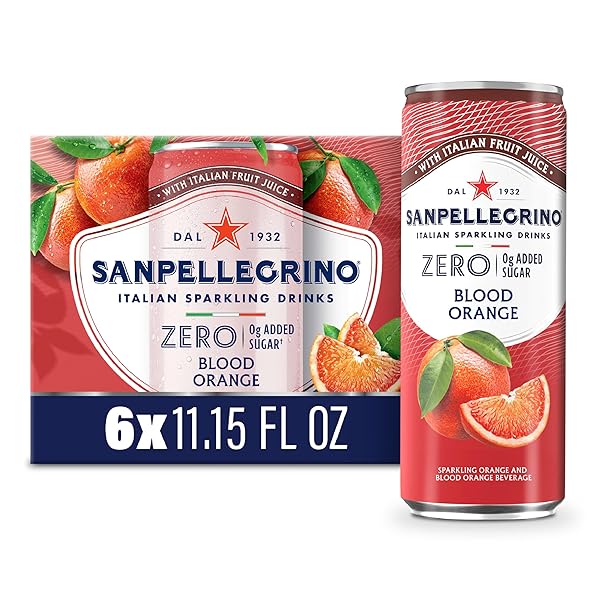 SANPELLEGRINO ITALIAN SPARKLING DRINK, ZERO SUGAR, BLOOD ORANGE, 6 CANS 66.9 FL OZ