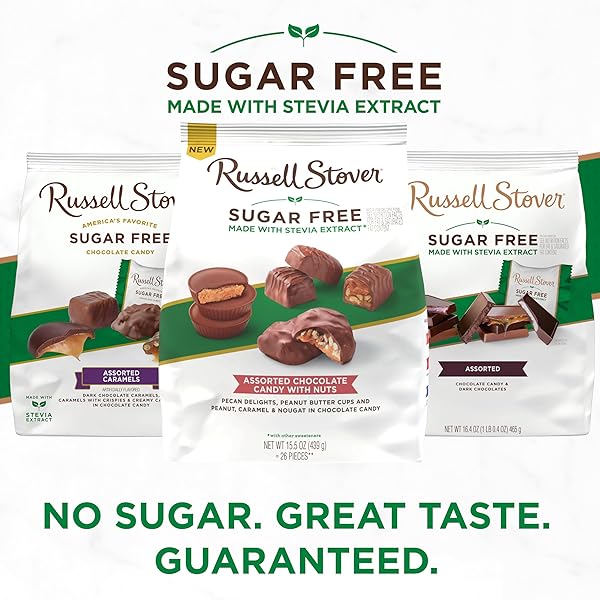 RUSSELL STOVER SUGAR FREE ASSORTED CHOCOLATE CANDY WITH NUTS, 15.5 OZ