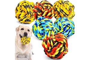 SHARLOVY Dog Chew Toys for Aggressive Chewers, Dog Balls for Large Dogs, Heavy Duty Dog Toys with Tough Twisted, Dental Cotton Dog Rope Toy for Medium Dogs, 6 Pack Indestructible Chew Toys