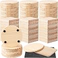 36 Pcs Unfinished Wood Coasters - 4 Inch Blank Round & Square Coasters For DIY Painting, Staining, Engraving - View #6