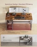 VASAGLE Computer Desk with Left or Right Shelves Rustic Brown Black LWD55X view 3