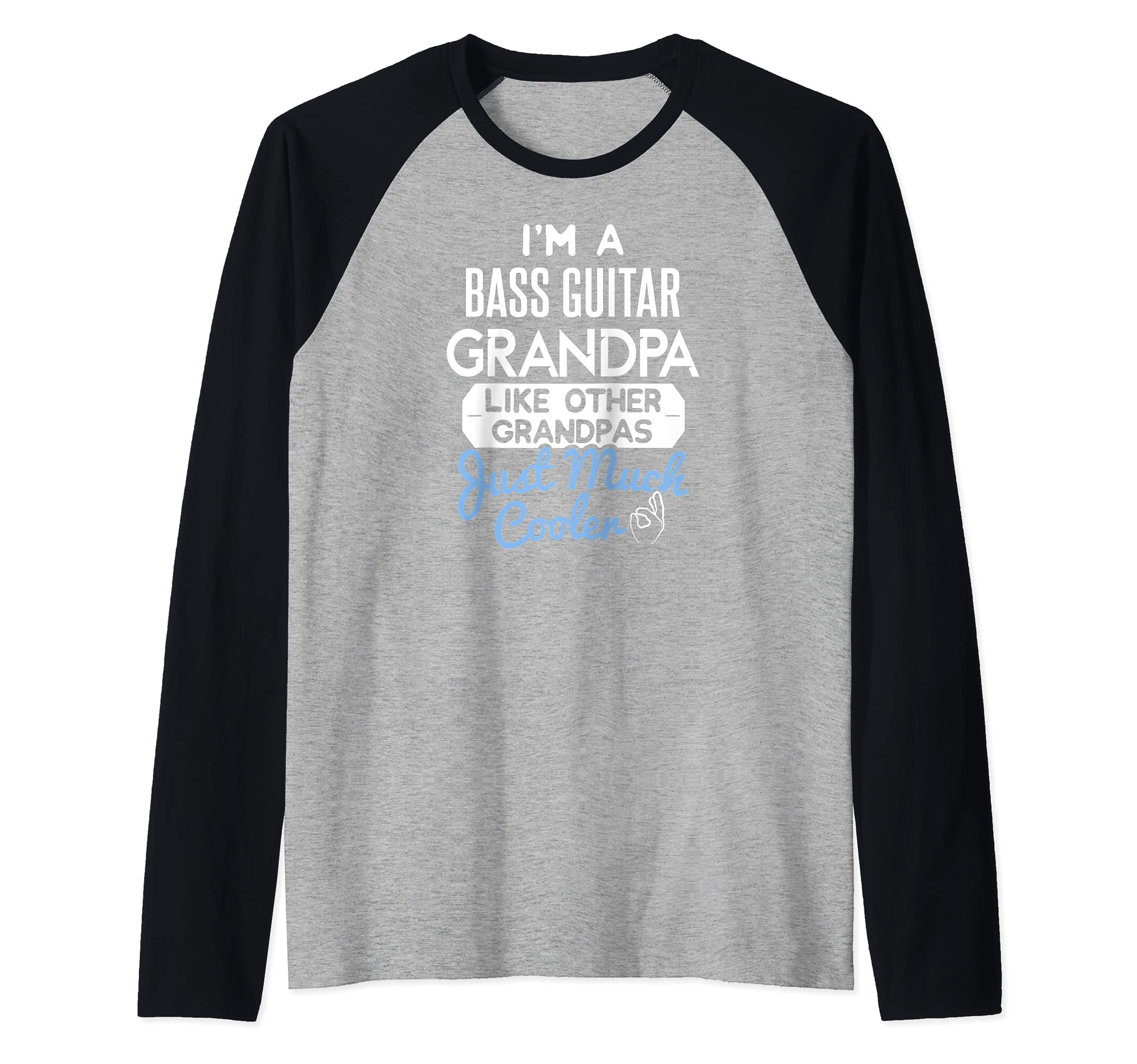 Cool Fathers Day Design Bass Guitar Grandpa Raglan Baseball Tee