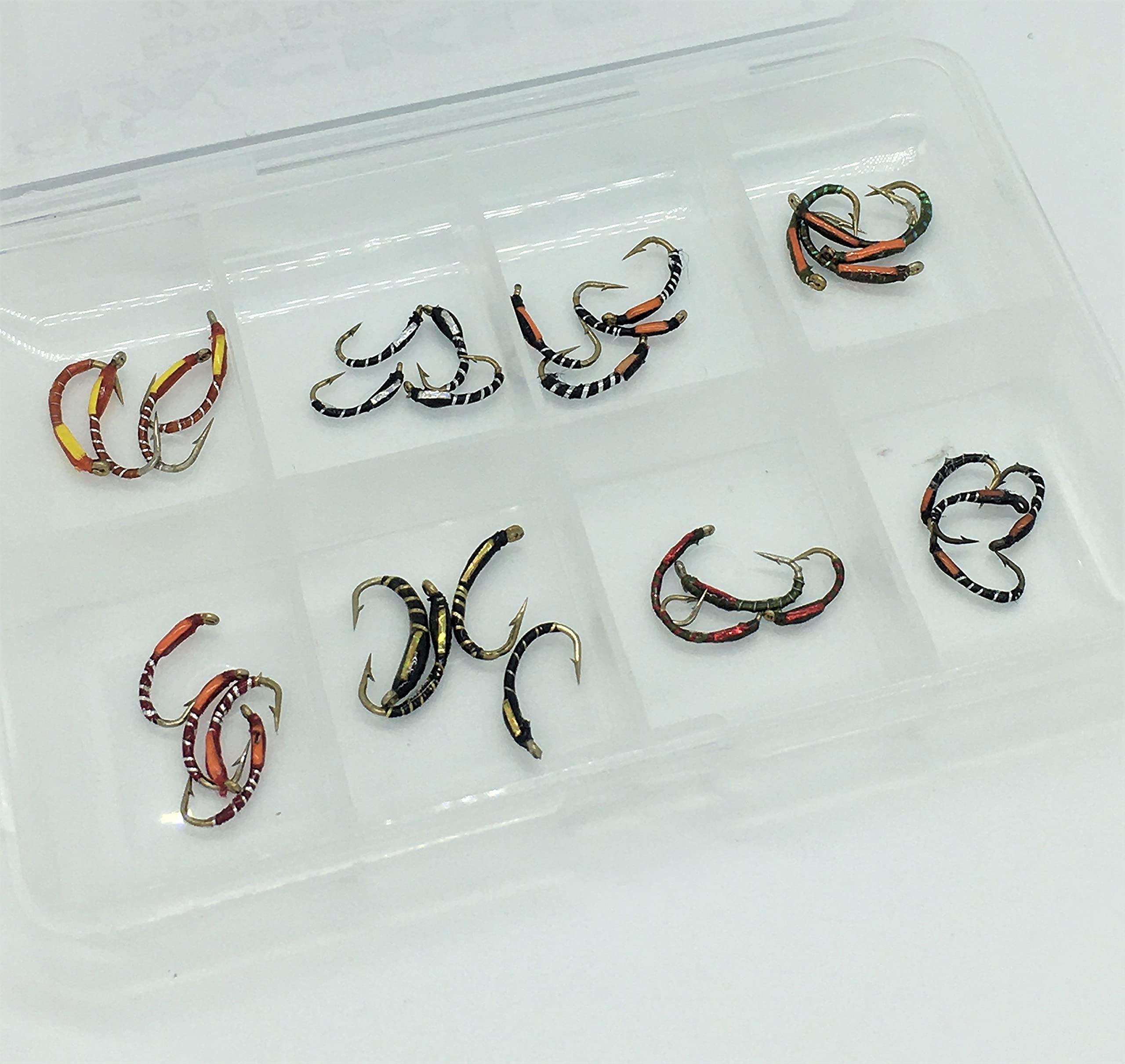 Fly Fishing 32 Epoxy Buzzers + FREE FLY BOX Size 10-14 Trout Flies UK #342,