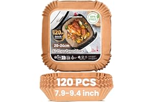 Air Fryer Parchment Paper Liners: KitchenBoss 120Pcs Airfryer Liners Square 8Inch/20cm 5-8QT, Disposable Papier Parchemin Bak
