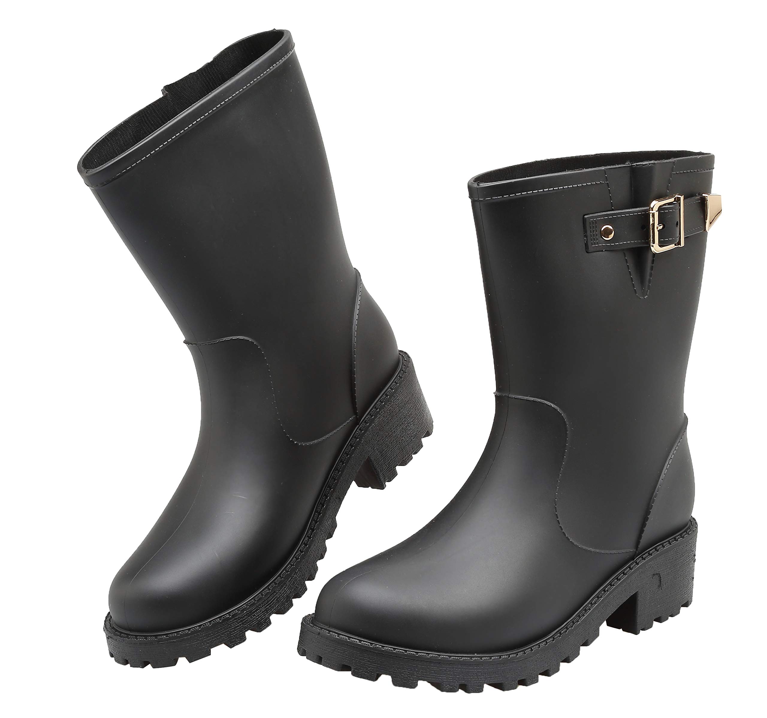 EYUSHIJIA Women's Short Rain Boots Waterproof Slip On Ankle Chelsea Booties - Image 3