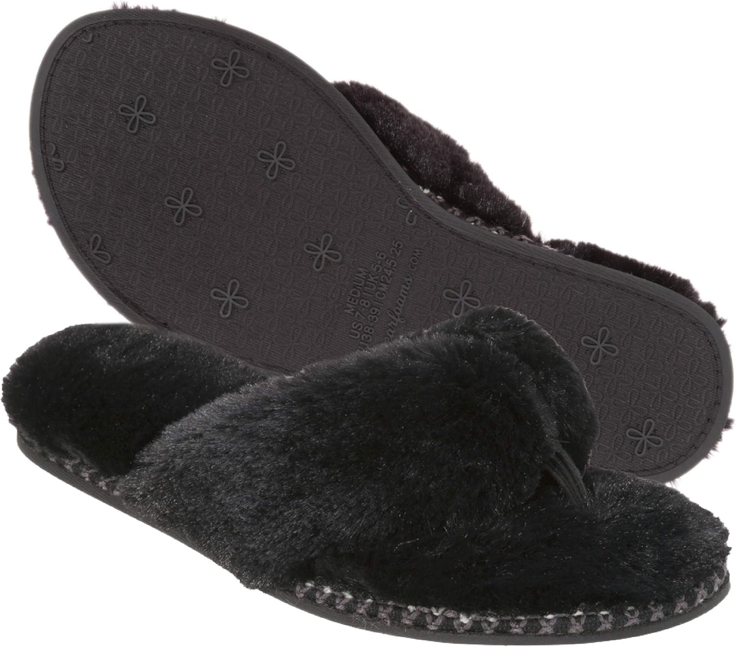 Dearfoams Women's Pile Thong Slipper, Black, XL Regular US Amazon.ca