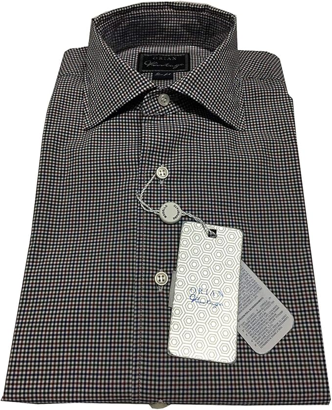 Orian Vintage Men's Shirts Check Blue/Burgundy/Green 100 Cotton Slim fit Amazon.co.uk Clothing