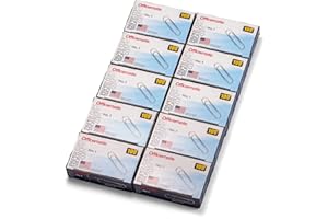 Officemate N°1 99911 Lot de 10 boîtes de 100 trombones lisses, 1 000 clips au total