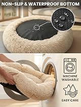 OKPOW Donut Dog Bed Calming Large Washable Plush Round Bed 70cm view 7