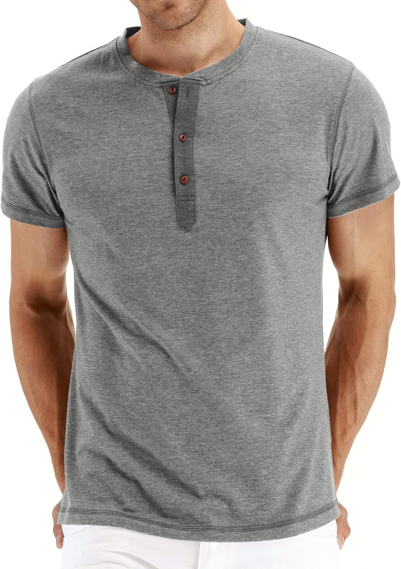 Olidarua Men's Long Sleeve T Shirts/Casual Plain Short Sleeve Henley Tee Shirt Tops