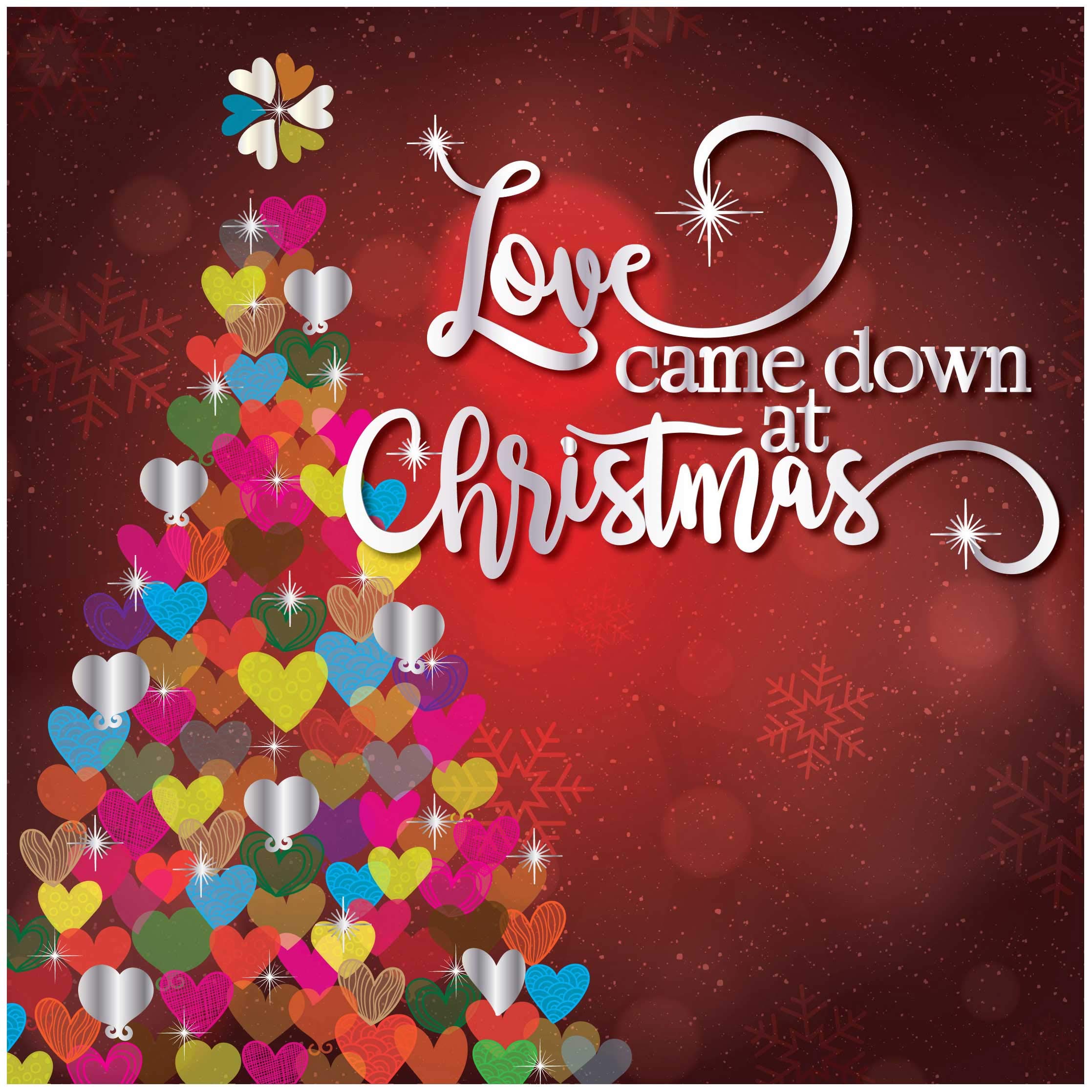 Christian Christmas cards, pack of 10 - Love came down, with Bible verse 1 John 4:14 inside these religious Christmas cards, by Just Cards Direct