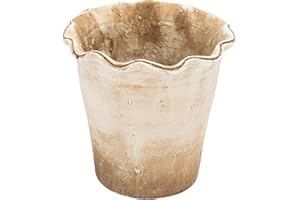 Creative Co-Op Terra-Cotta Planter with Ruffled Edge, Distressed Natural Finish