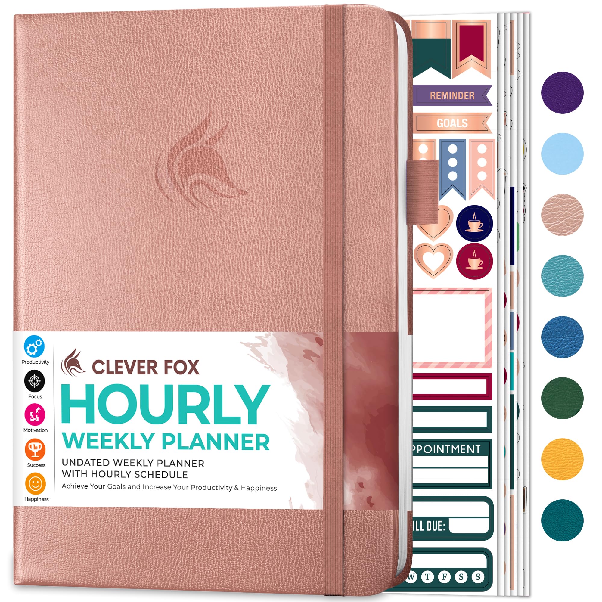 Clever Fox Planner Schedule โ Undated Weekly & Monthly Life Planner with Time Slots, Appointment Book & Daily Organizer, A5 (Rose Gold) โ image 1
