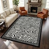 BreezeRise 5x7 Modern Black and White Zebra Print Area Rug for Living Room | Soft Low-Pile Machine-Washable Rug with Non-Slip Backing for Bedrooms, Dining Rooms and Home Offices, Made for Everyday Care