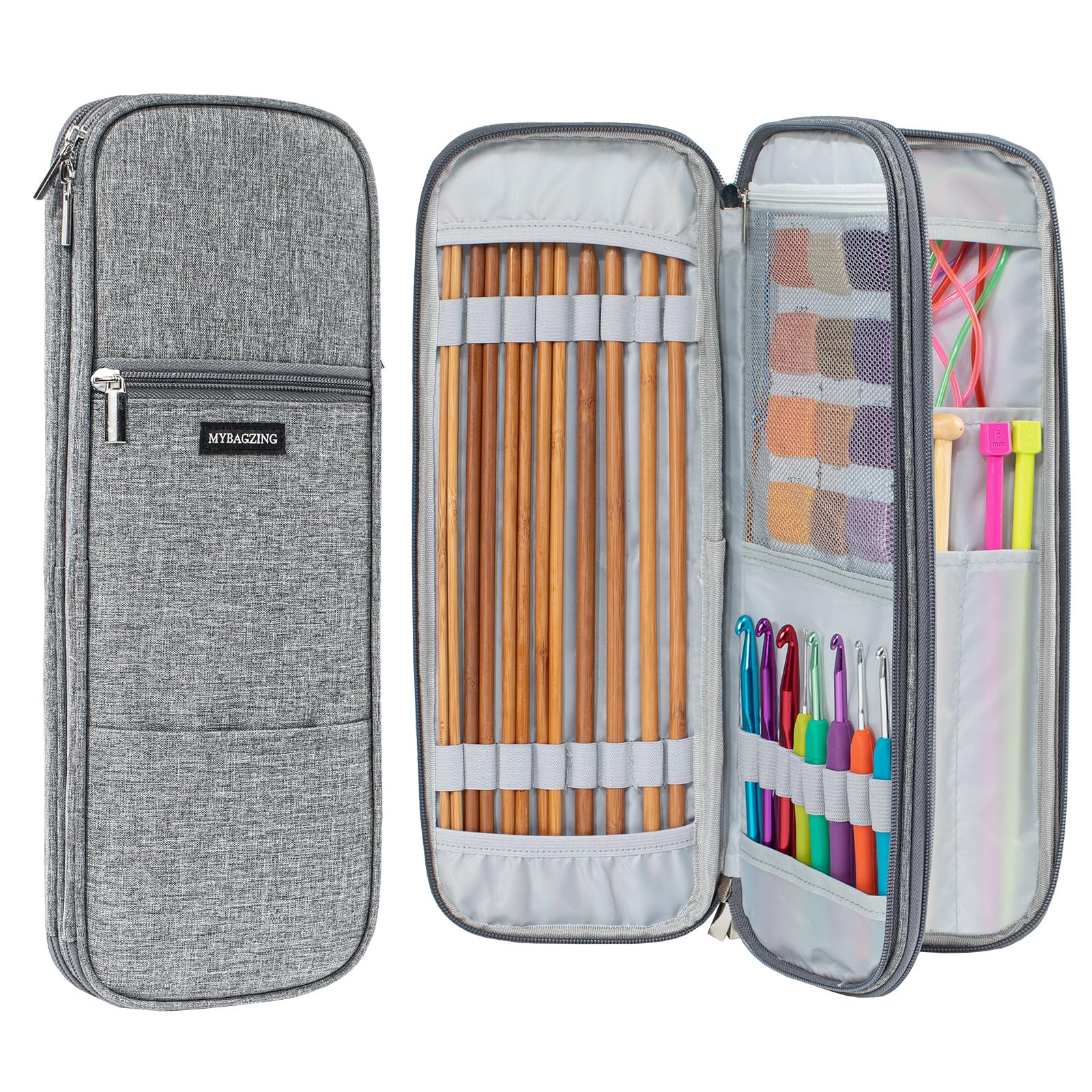 MYBAGZING Knitting Needles and Crochet Hook Organizer Case (Up to 14 Inches) for Knitting Accessories - Empty Case