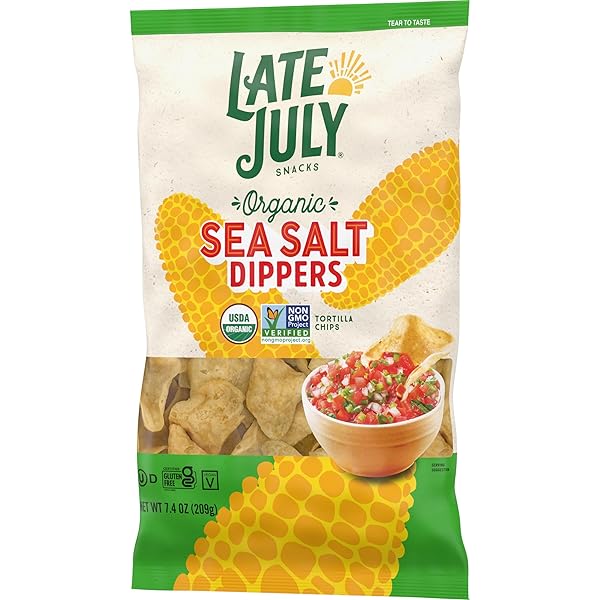 LATE JULY SEA SALT DIPPERS ORGANIC TORTILLA CHIPS, 7.4 OZ BAG
