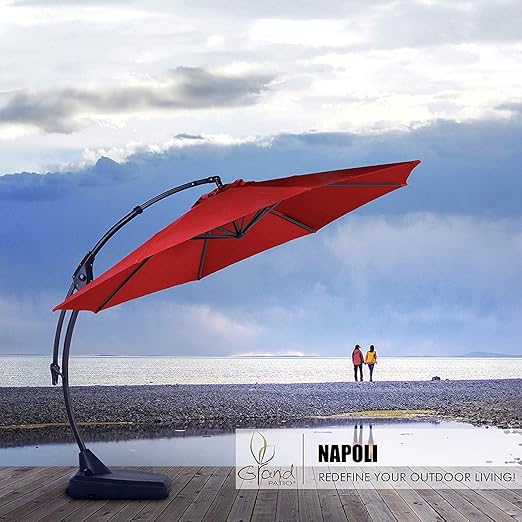 Amazon Com Grand Patio Deluxe Napoli 12 Ft Curvy Aluminum Offset Umbrella Red Garden Outdoor