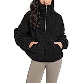 ODODOS Women's Sherpa Fleece Half-Zip Pullover - Cozy Warm Long Sleeve Sweatshirt Cinchable Outerwear with Pockets