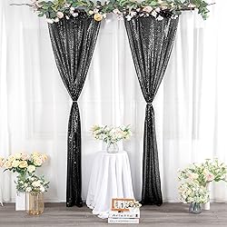 BEDDEB Black Sequin Backdrop Curtain, 2PCS 2FTx8FT
