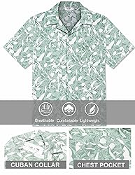 COOFANDY Men Tropical Shirts Cotton Linen Shirts