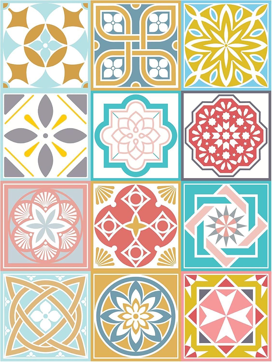 WALPLUS 96 Pcs 15cm (6") Colourful Malia Tile Stickers - Image 4