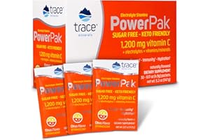 Trace Minerals | Power Pak Sugar Free Electrolyte Powder Packets | 1200 mg Vitamin C, Zinc, Magnesium | Boost Immunity, Hydration and Natural Energy | Keto Friendly | Citrus | 30 Packets