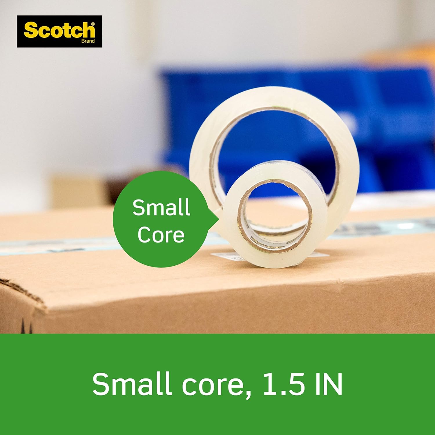 Scotch Tough Grip Shipping Packaging Tape, 6 Rolls with Dispenser, 1.88" x 22.2 Yards, 1.5" Core, Great for Packing, Shipping & Moving, Clear (150-6) : Office Products