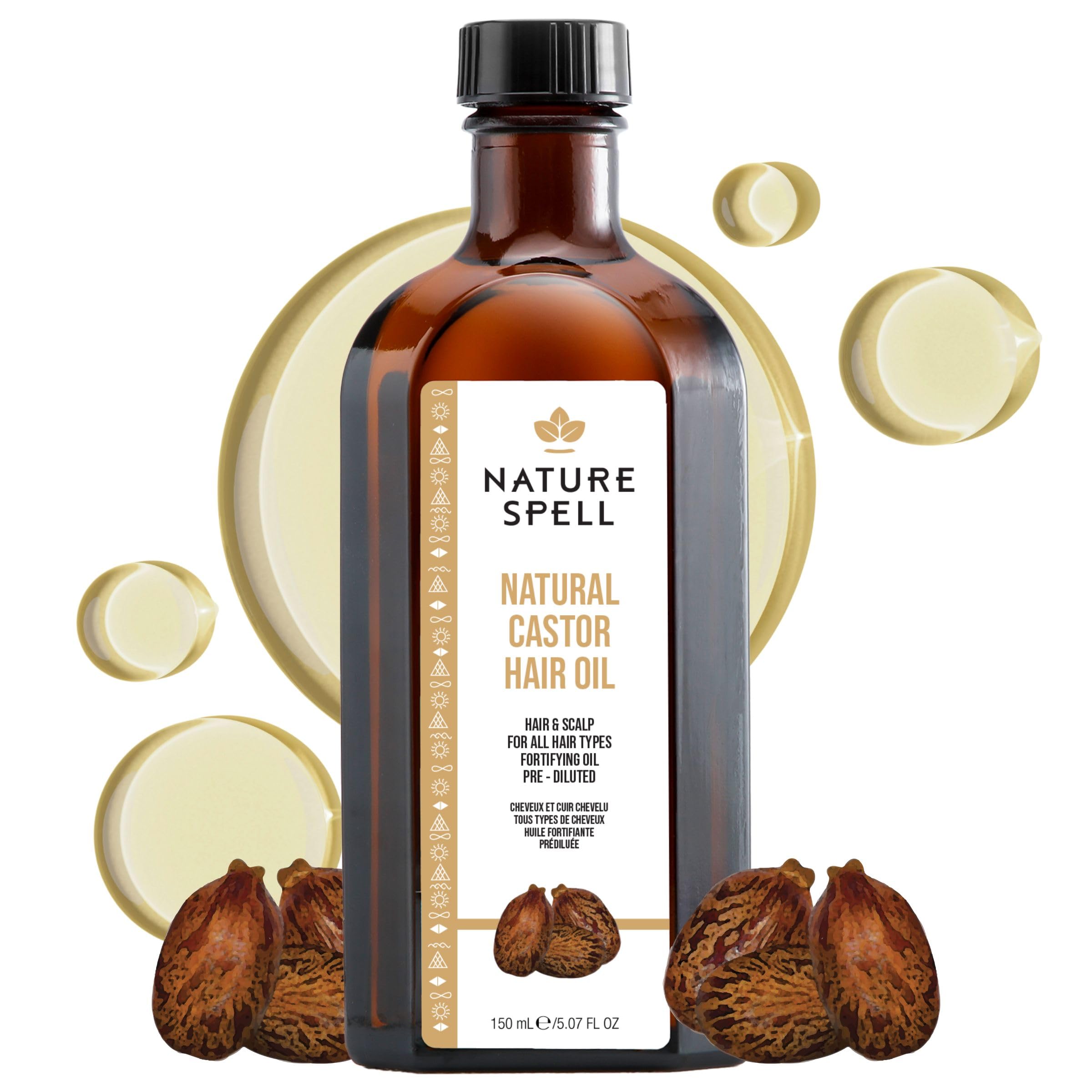 Nature Spell Castor Oil for Hair & Scalp, Pre-Diluted Conditioning and Nourishing Oil, Supports Stronger Roots and Strands, For All Hair Types, Vegan, 150ml