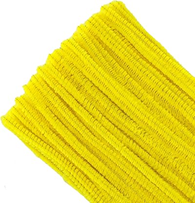 G2PLUS Yellow Craft Pipe Cleaners 30cm 6mm Chenille Stem 100pcs