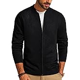 Men's Casual Full Zip Cardigan Sweater Slim Fit Stand Collar Sweater Jacket