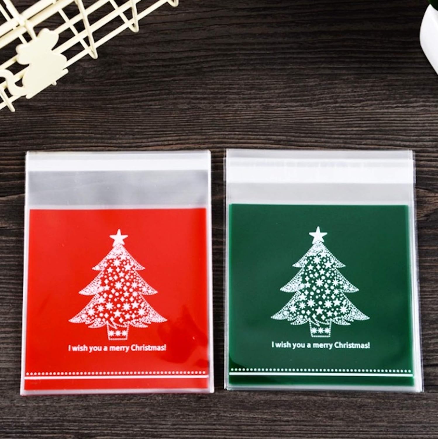 Amazon Creve クリスマス ラッピング袋 ギフトバッグ Opp袋 お菓子袋 10 10cm 50枚セット クリスマスツリー ギフトバッグ 袋 文房具 オフィス用品