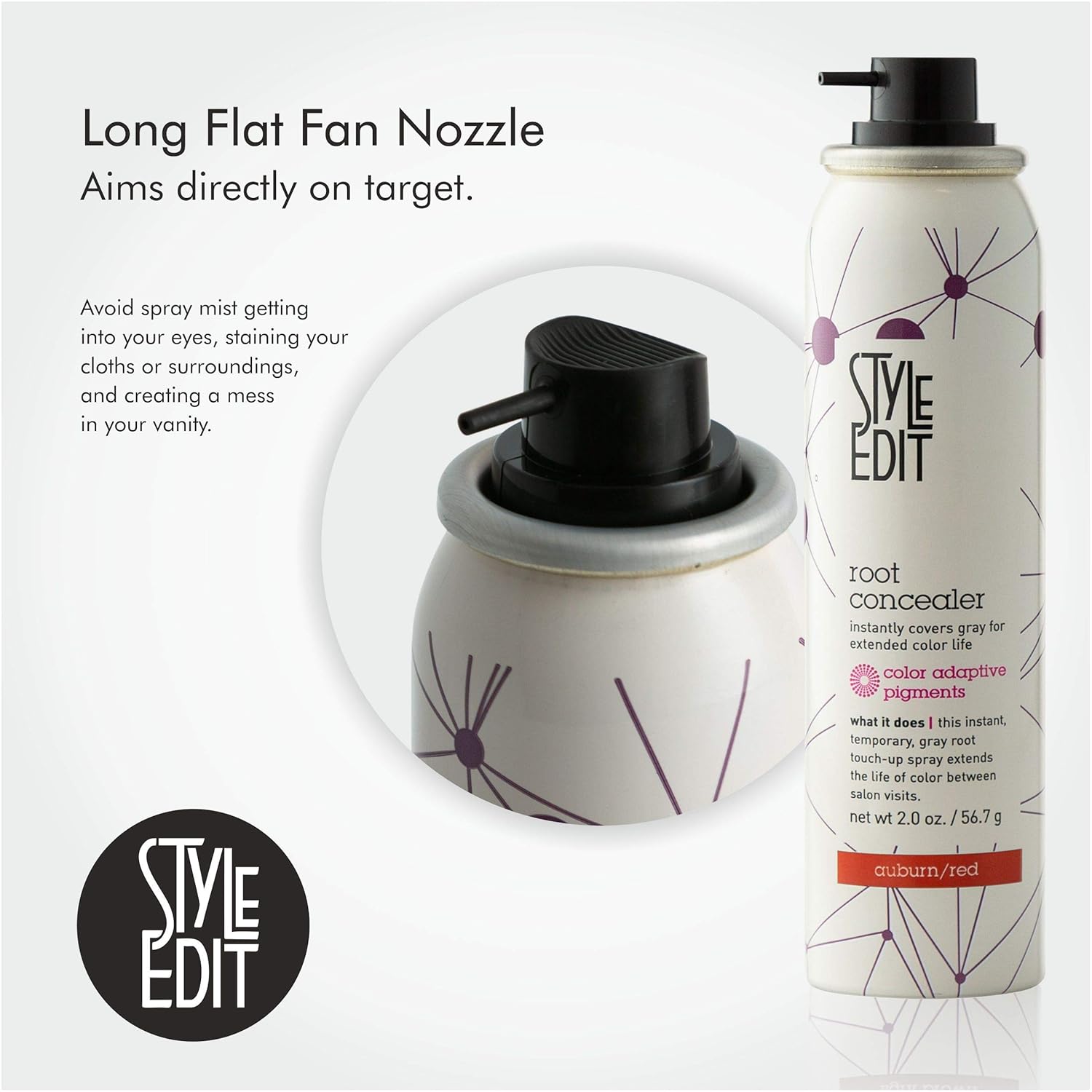 Style Edit Root Concealer Touch Up Spray | Instantly Covers Grey Roots | Professional Salon Quality Cover Up Hair Products for Women |Auburn/Red 2 Ounce (Pack of 2): Beauty