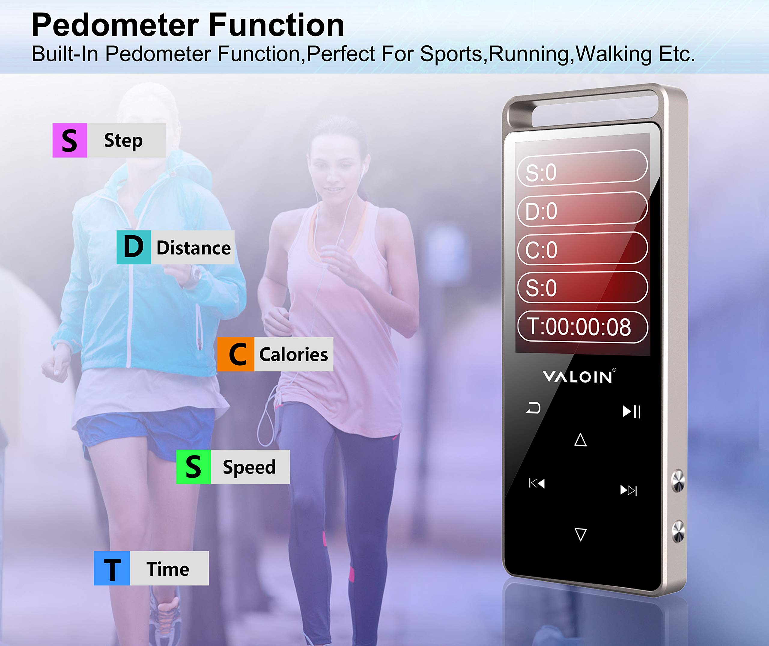 Valoin MP3 Player With Bluetooth 4.0 ,8G Lossless Sound Music Player