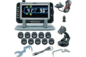 TST TRUCK SYSTEM TECHNOLOGIES TST 507 Tire Pressure Monitoring System with 10 Cap Sensors and Color Display for Metal/Rubber Valve Stems by Truck System Technologies, TPMS for RVs, Campers and Trailers