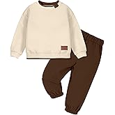 CRISONE Toddler Boys Clothes Solid Color Ribbed Long Sleeve Sweatshirt and Pants 2 Piece Fall Winter Outfits Set 2-7T