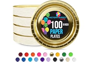 Gold Paper Plates 9 Inch 100 Count - Gold 9 Inch Paper Plates - Bulk Paper Plates Gold Disposable Plates - Disposable Cake Pl