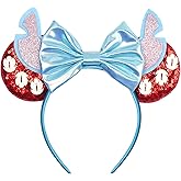 zhezesmila Shiny Mouse Ears Sequin Bow Ears Headband for Women Hair Band Headwear for Princess Costume Theme Birthday Party
