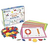 Learning Resources Pattern Block Math Activity Set - 144 Pieces, Age 5+, Educational Kindergartner Games, Fine Motor Skills