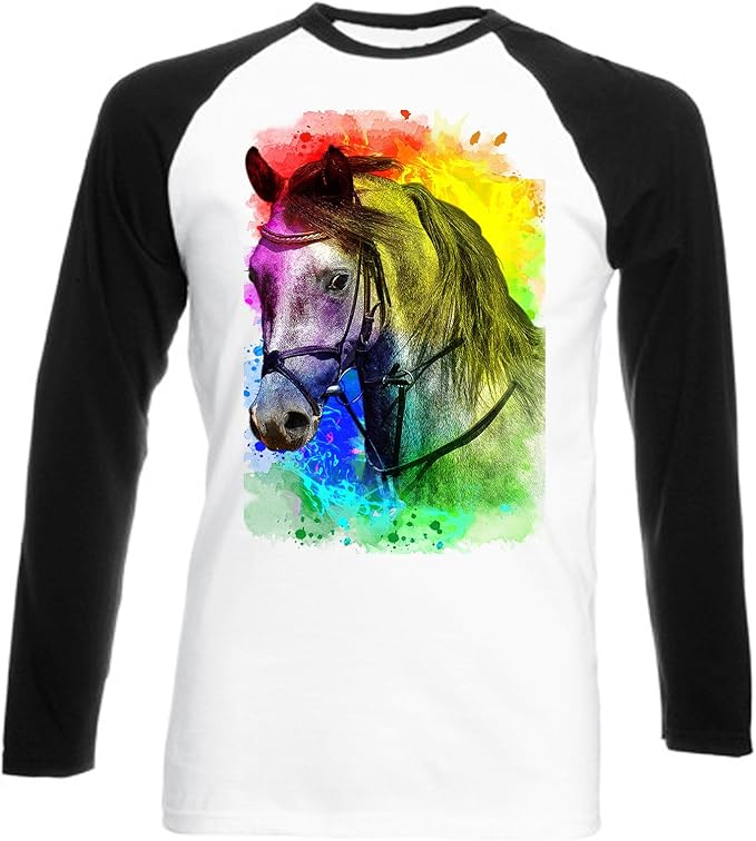teesquare1st Men's Horse Black Long Sleeved Tshirt Amazon.co.uk